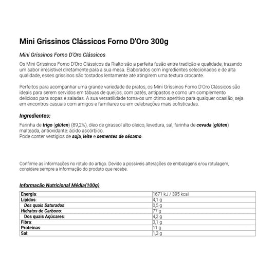 Forno D'Oro Mini Gressinos Clássicos 300 gr
