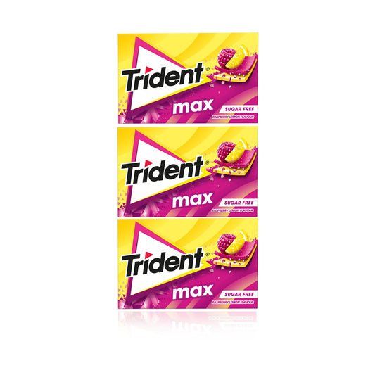 Trident Max Pastilha Elástica Framboesa/Limão 27 gr - Pack 3 x 27 gr
