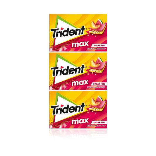 Trident Max Pastilha Elástica Pêssego/Melancia 27 gr - Pack 3 x 27 gr — embalagem