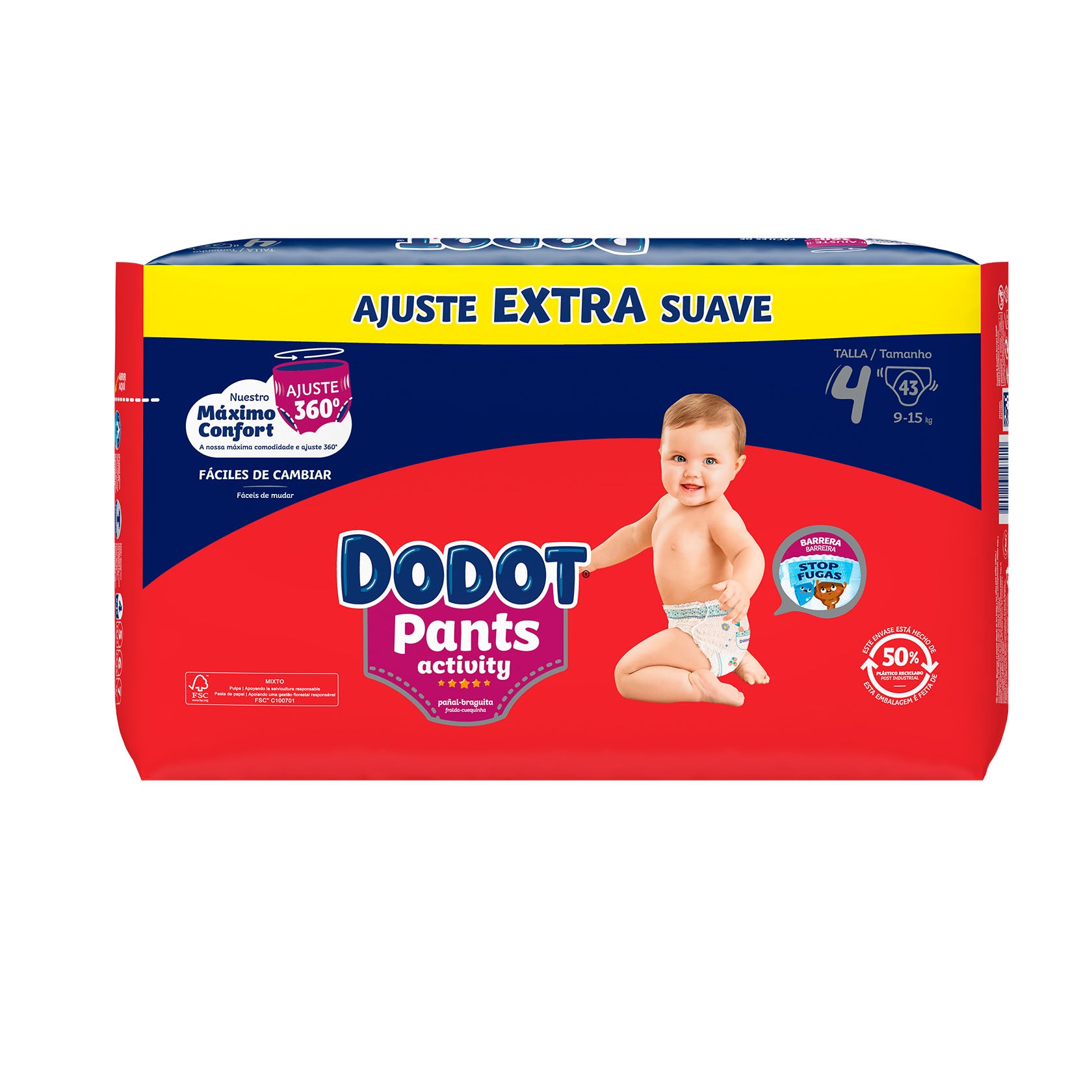 Dodot Pants Pañales Actividad T4 (9-15 kg) 43uds