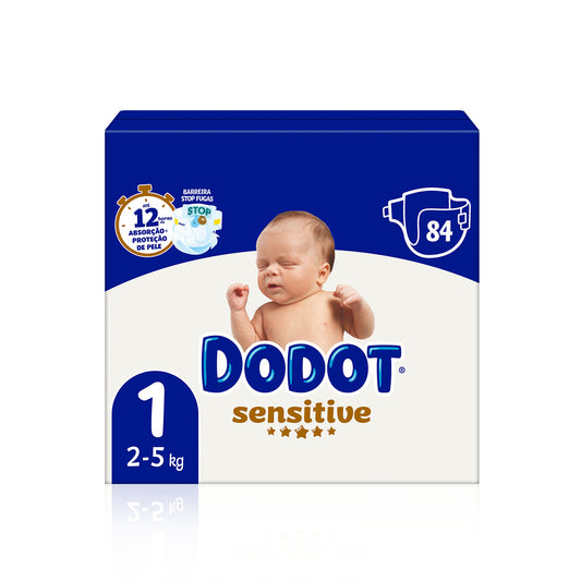Dodot Sensitive Fraldas T1 2-5 kg 84 un