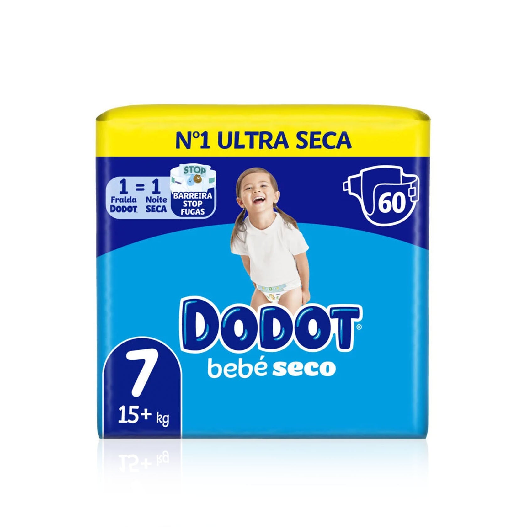 Dodot Bebé Seco Fraldas T7 (+15 kg) 60 un