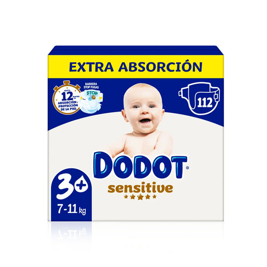 Dodot Sensitive Extra Fraldas T3+ 7-11 kg 112 un