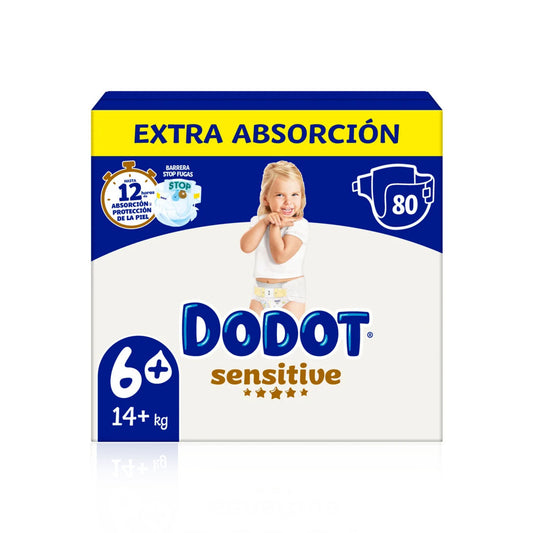 Dodot Sensitive Extra Fraldas T6+ mais de 14 kg 80 un