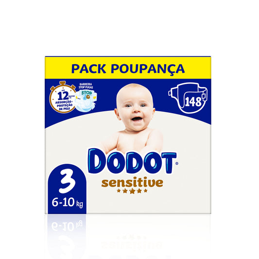 Dodot Sensitive Fraldas T3 6-10 kg 148 un