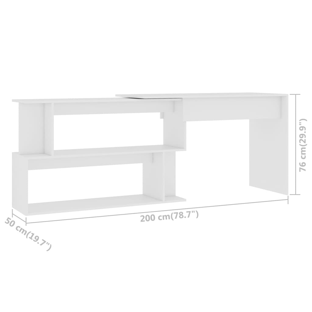 HKH Escritorio esquinero de madera - Blanco