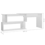 HKH Escritorio esquinero de madera contrachapada de alto brillo - Blanco