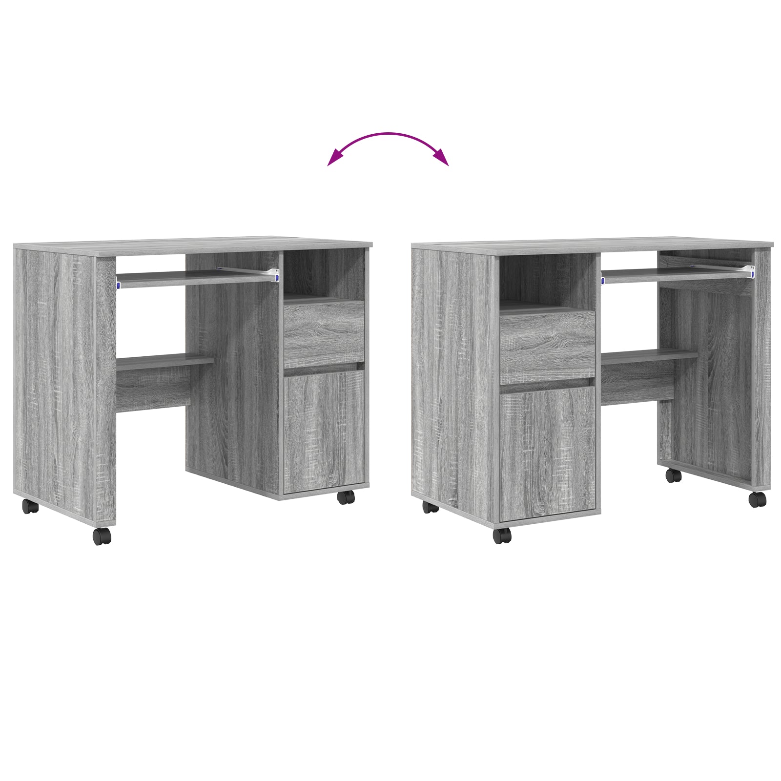 HKH Mesa de ordenador Gris Gris Sonoma Madera de Ingeniería Mediana
