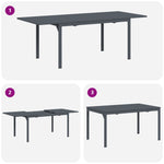 Conjunto de Mobiliário de Corredor HKH 9 Peças Aço Antracite, Mesa de Jardim Extensível HKH Antracite (140-210)x90x73 Cm Aço, Cadeiras de Jardim 4 Pcs Empilháveis Antracite Aço - Cinzento