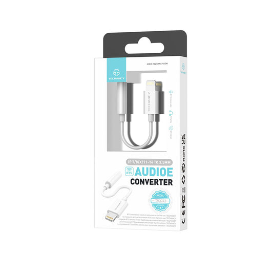 Techancy Cabo de Áudio Adaptador Lightning 3.5MM Branco