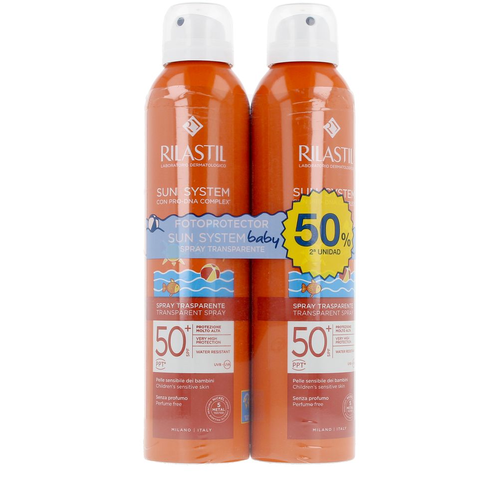 Rilastil Sun System SPF50+ Bebé Spray Transparente Embalagem 2 X 200ml