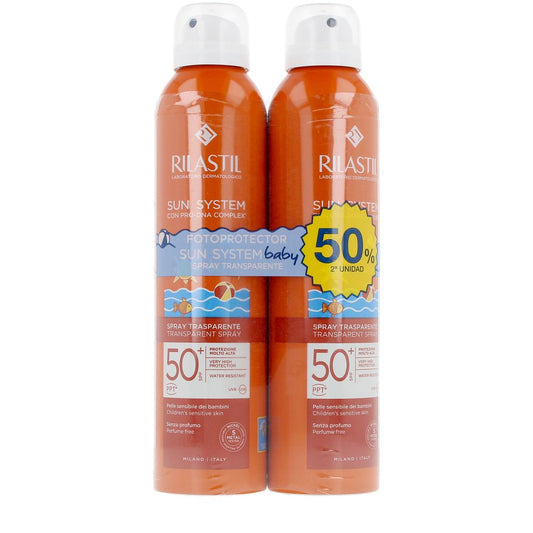 Rilastil Sun System SPF50+ Bebé Spray Transparente Embalagem 2 X 200ml