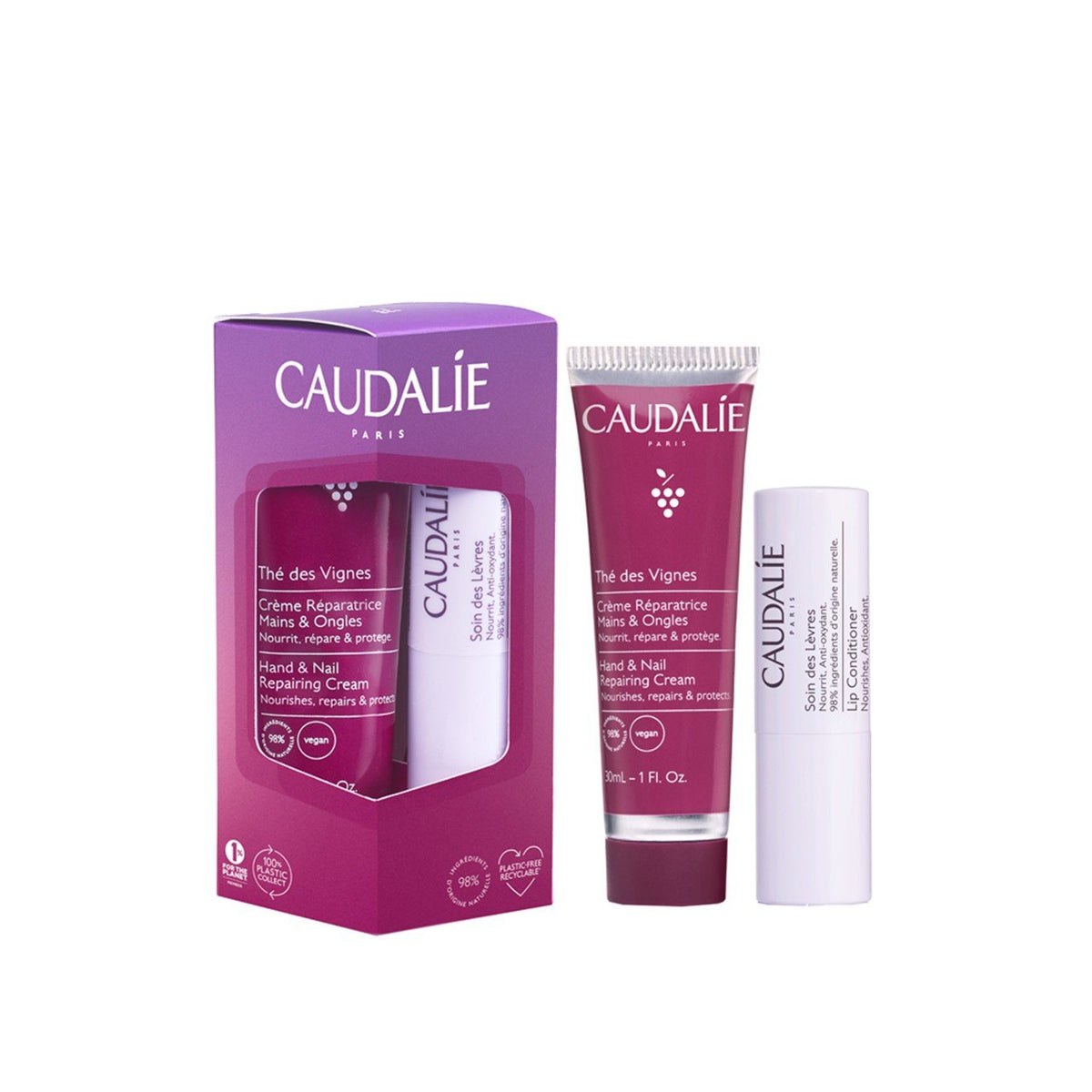 Caudalie Thé Des Vignes Crema de Manos y Uñas 30ml + Bálsamo Labial 4.5g