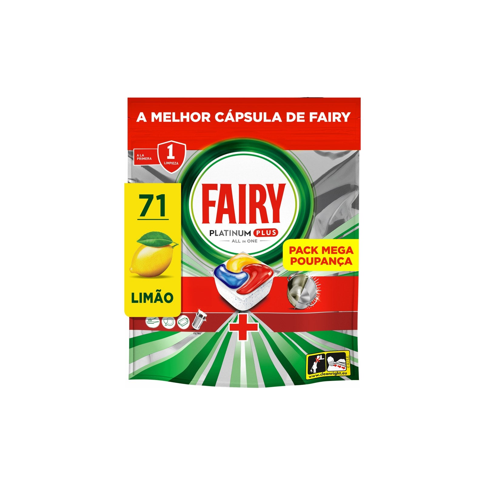 Detergente Máquina Loiça Fairy Platinum Plus Tudo em 1 Limão 1.203 kg
