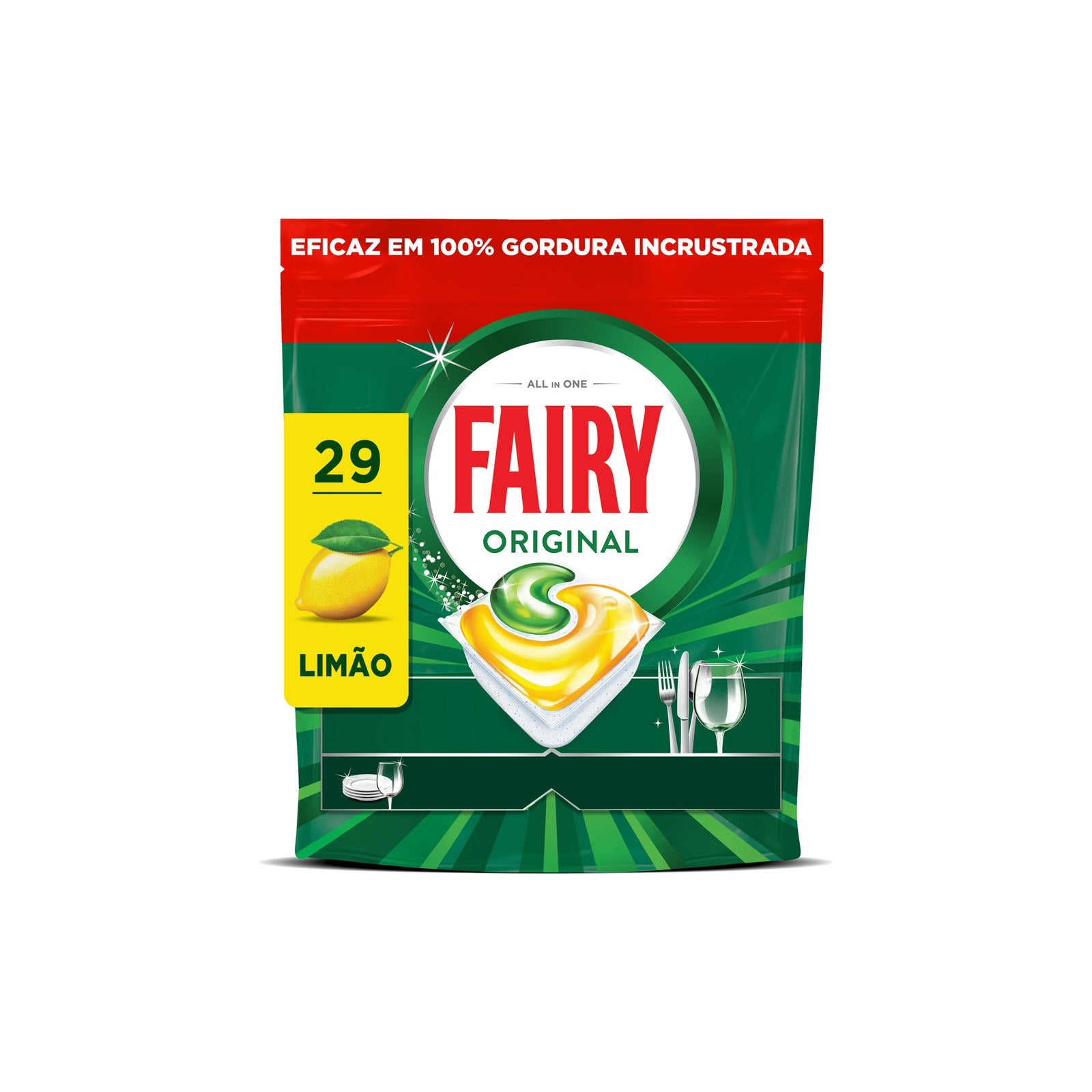 Fairy Tudo em 1 Limão, Pastilhas Máquina Loiça, 29 un. (469 g)