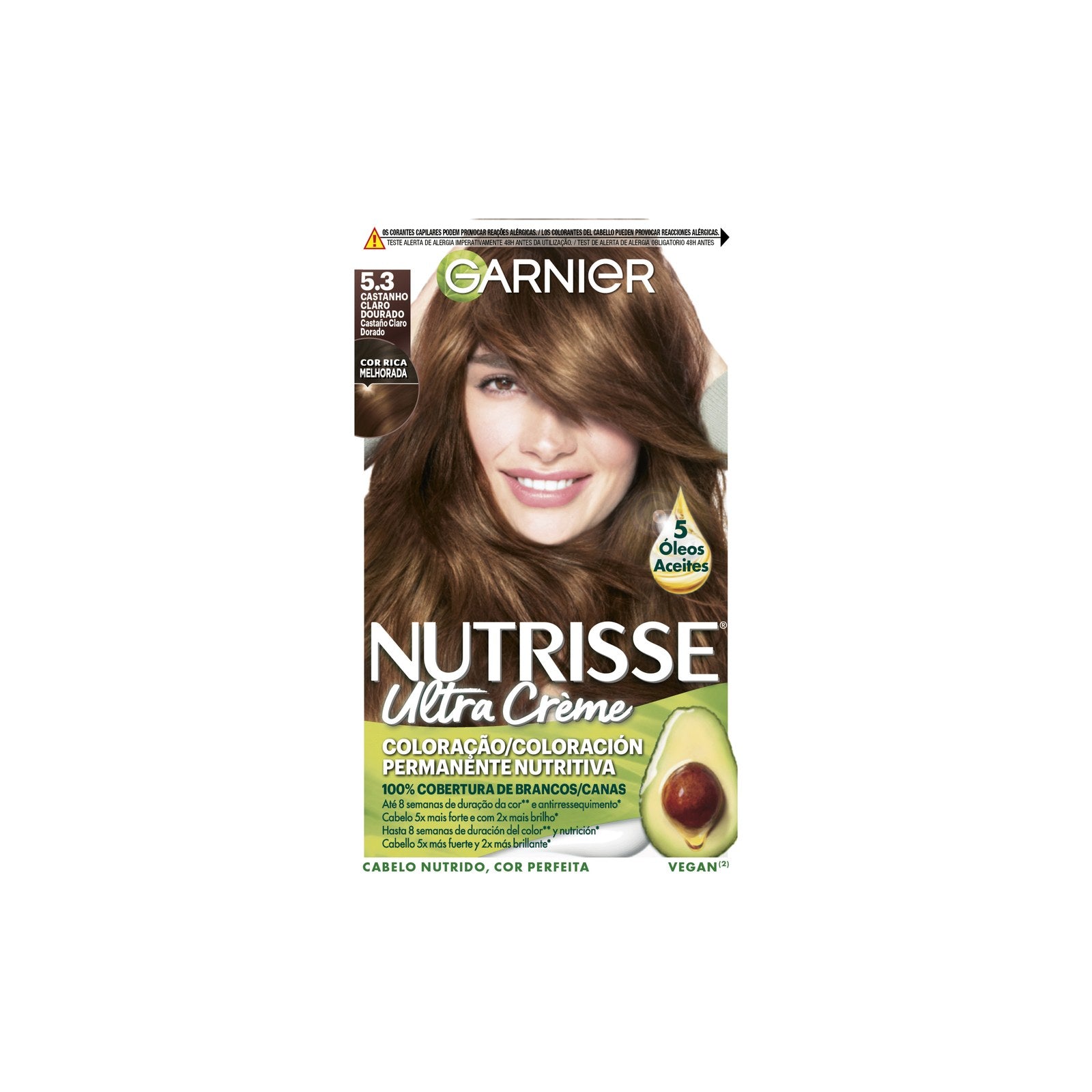 Garnier Nutrisse Coloração Permanente Castanho Claro Dourado 5.3