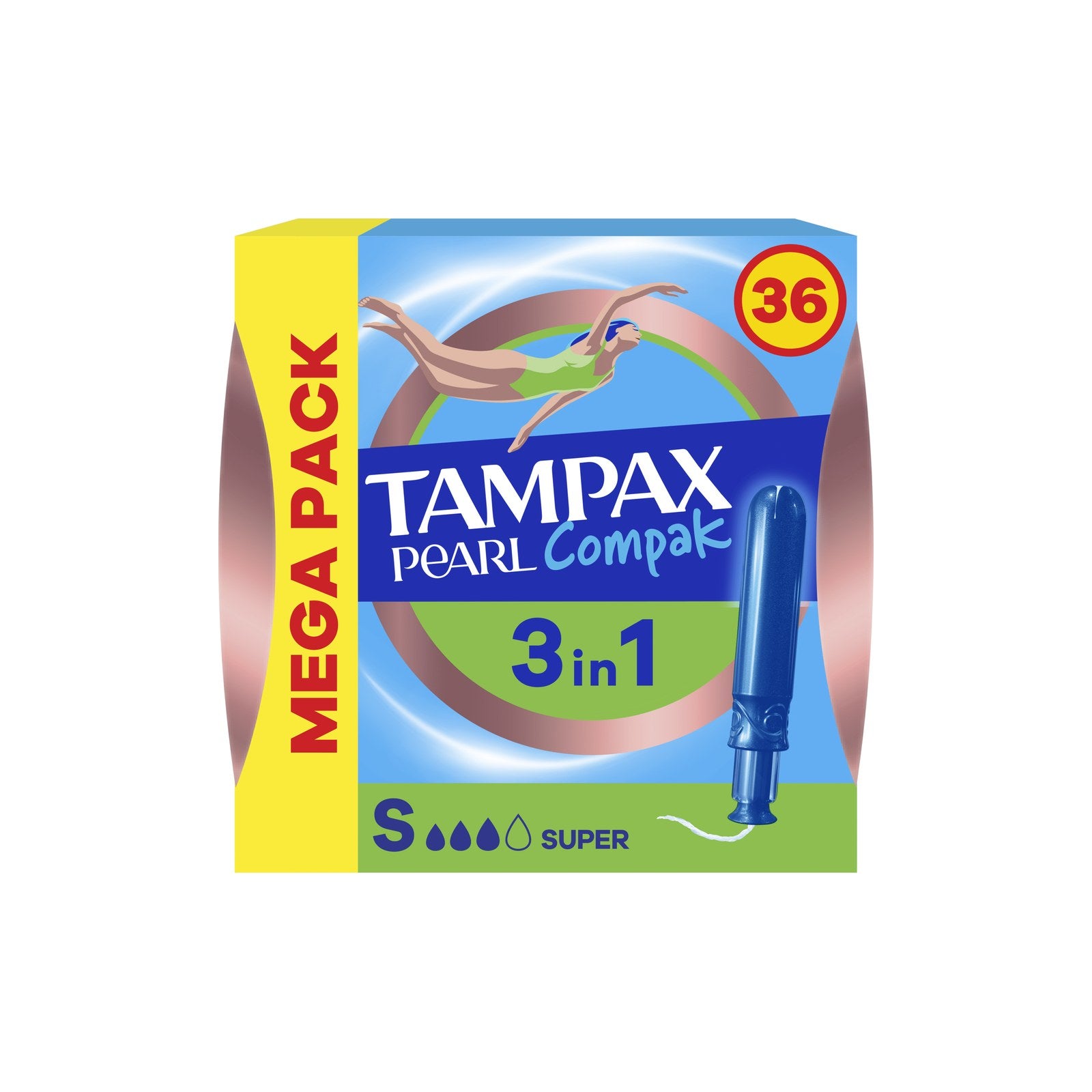 Tampax Tampões com Aplicador Pearl Compak Regular 36 un