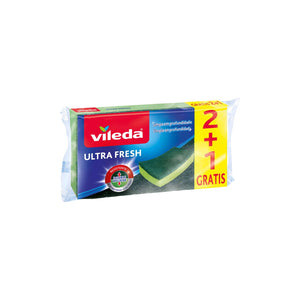 Vileda Ultra Fresh Esfregão Fibra com Esponja Antibactérias 2 + 1