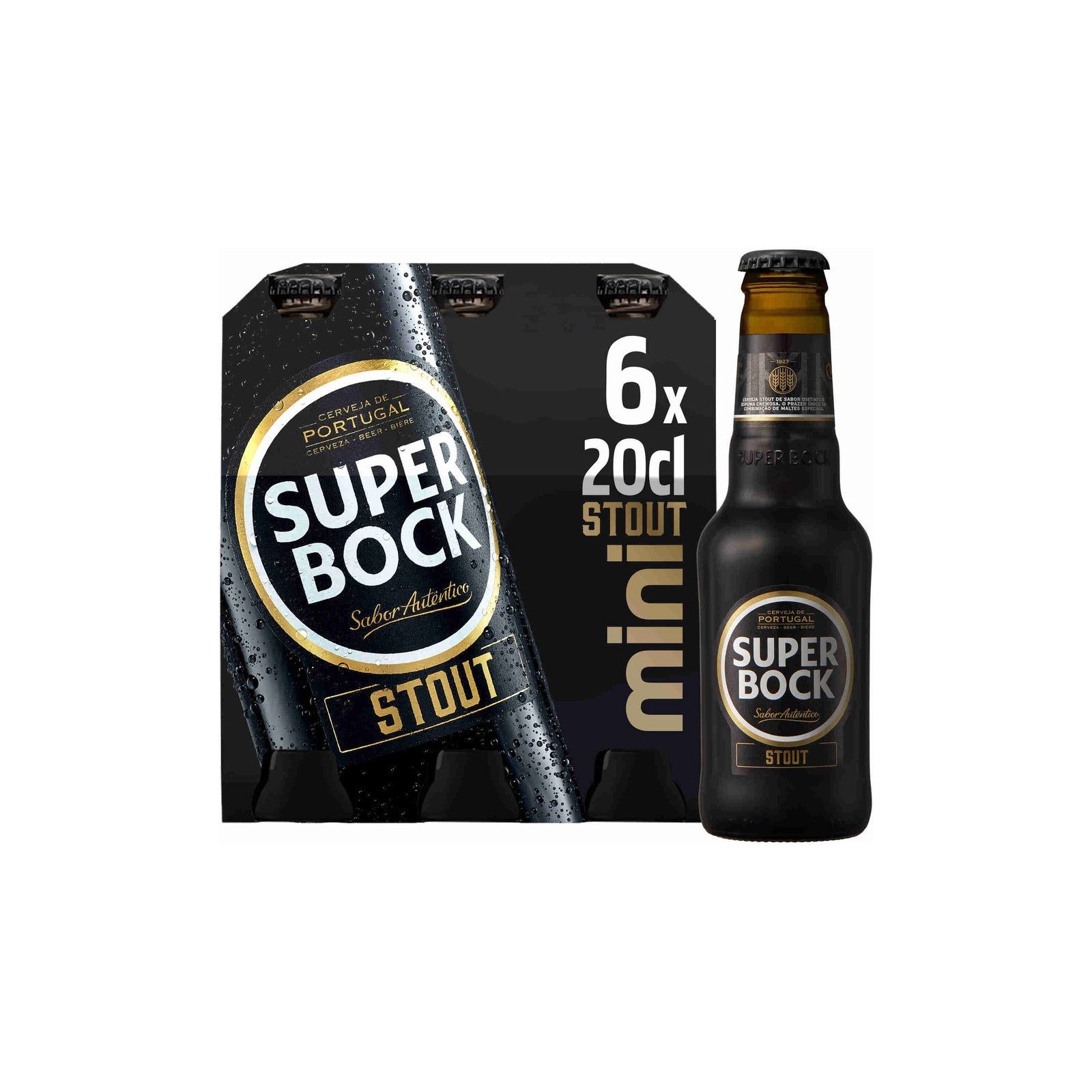 Super Bock Cerveja Stout Mini Garrafa TP 20 cl - Pack 6 x 20 cl