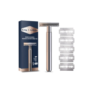 King C Gillette Máquina de Barbear Lâmina Dupla + 5 Recargas