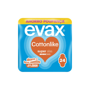 Evax Cottonlike Pensos Higiénicos Super com Abas 24 un