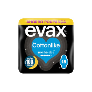 Evax Cottonlike Pensos Higiénicos Noite com Abas 18 un