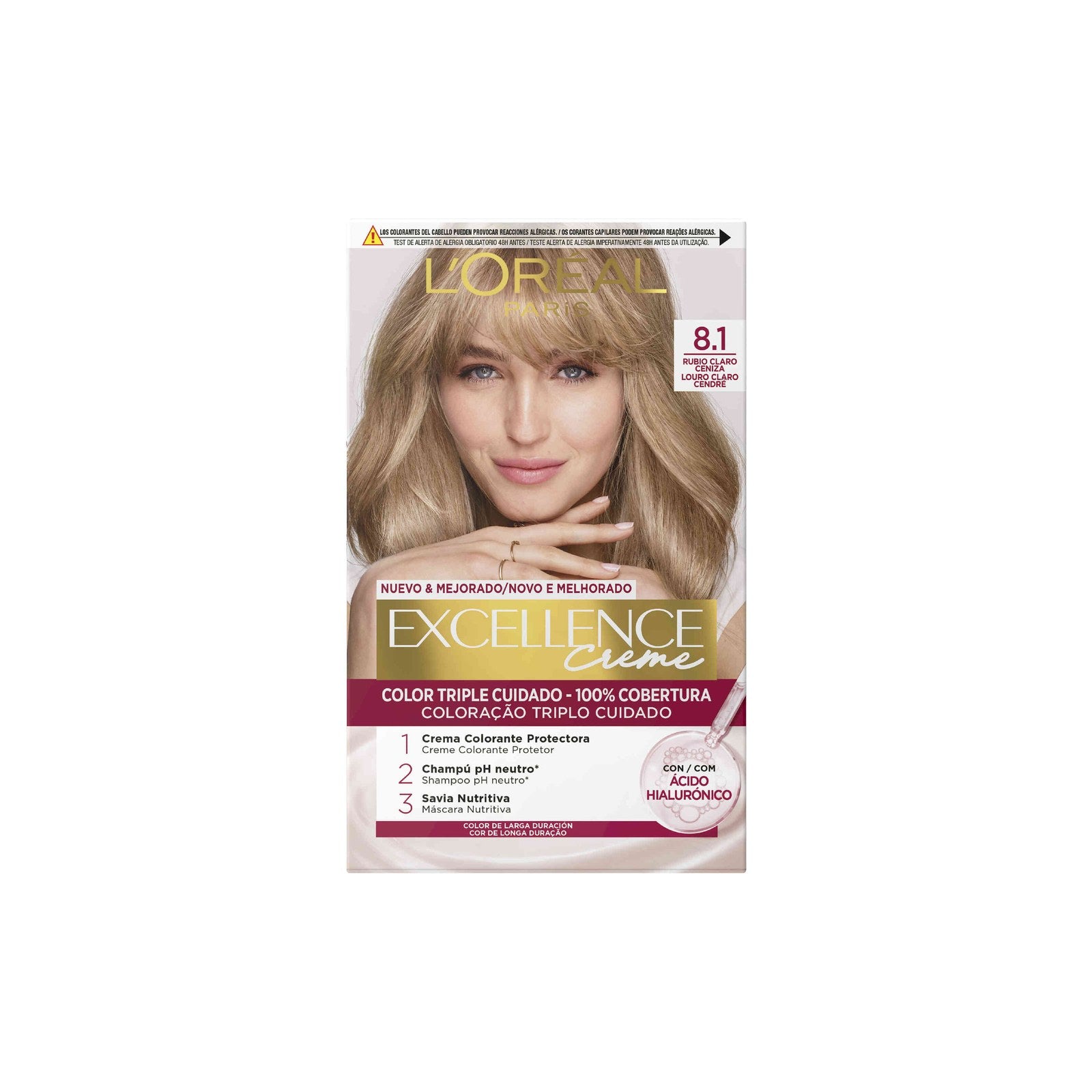 L'Oréal Excellence Coloração Permanente Creme Louro Claro Cendré 8.1