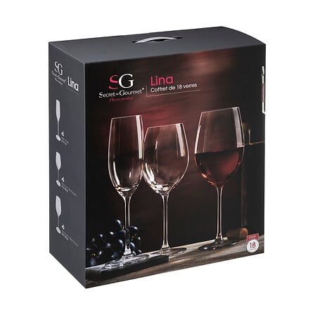 HKH Conjunto 18 Copos Vidro com Pé Lina