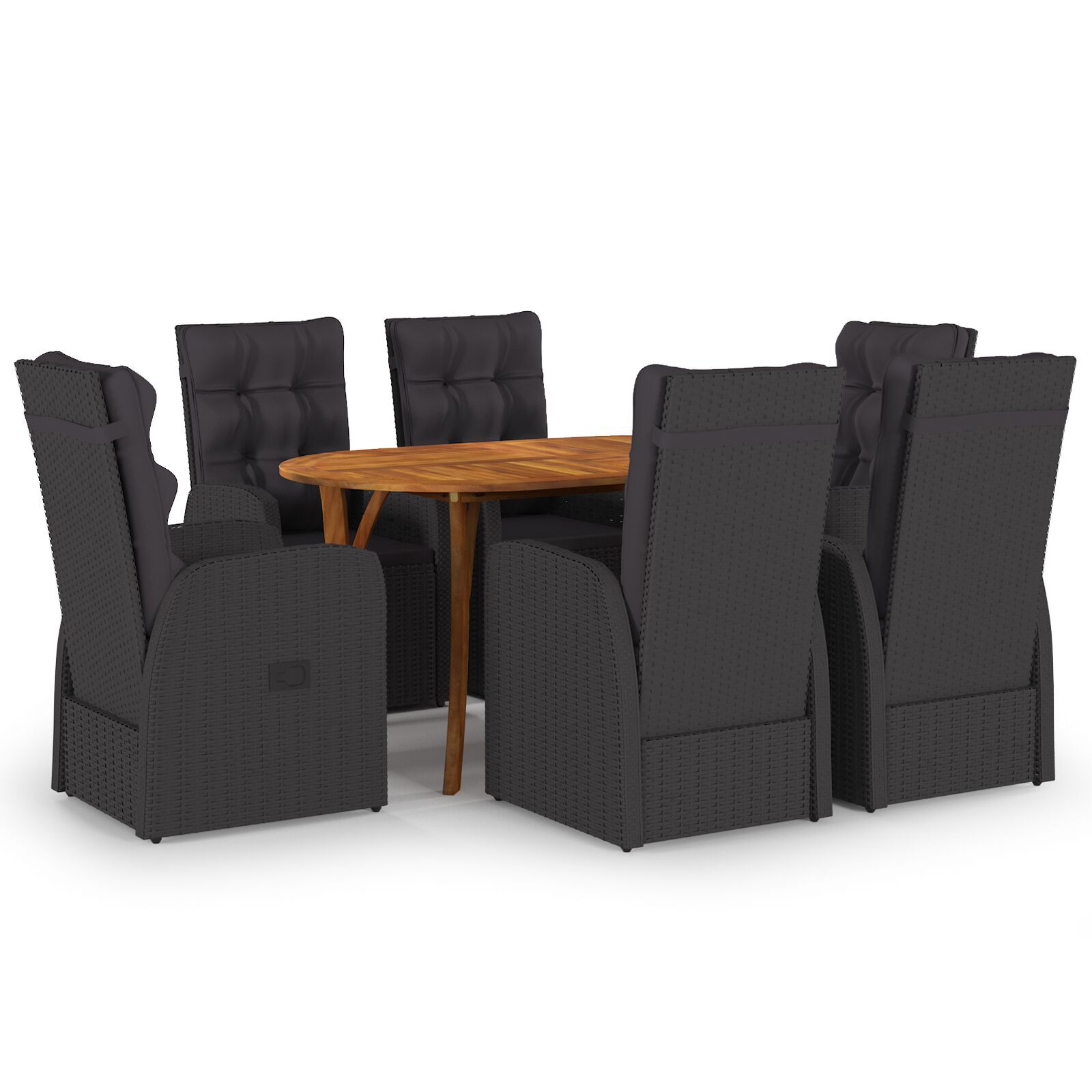 HKH 7 Piezas Juego de Muebles de Bar para Jardín con Cojines Ratán PE Gris - Gris