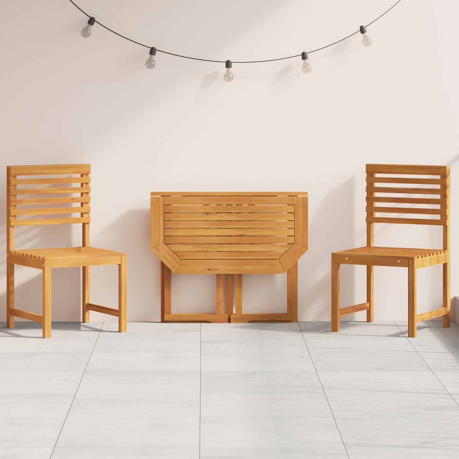 Conjunto de Bistrô de Jardim de 3 Peças HKH em Madeira Maciça de Acácia - Castanho