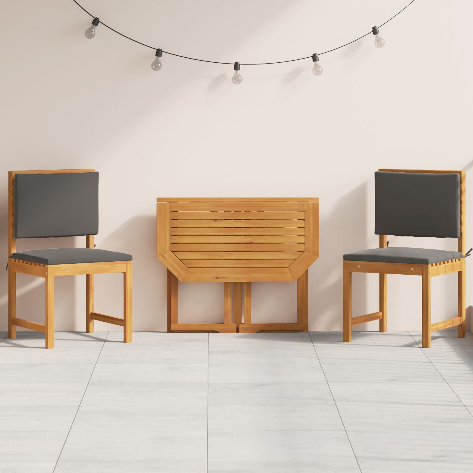Juego de Comedor de Jardín HKH de 3 Piezas de Madera de Acacia - Marrón