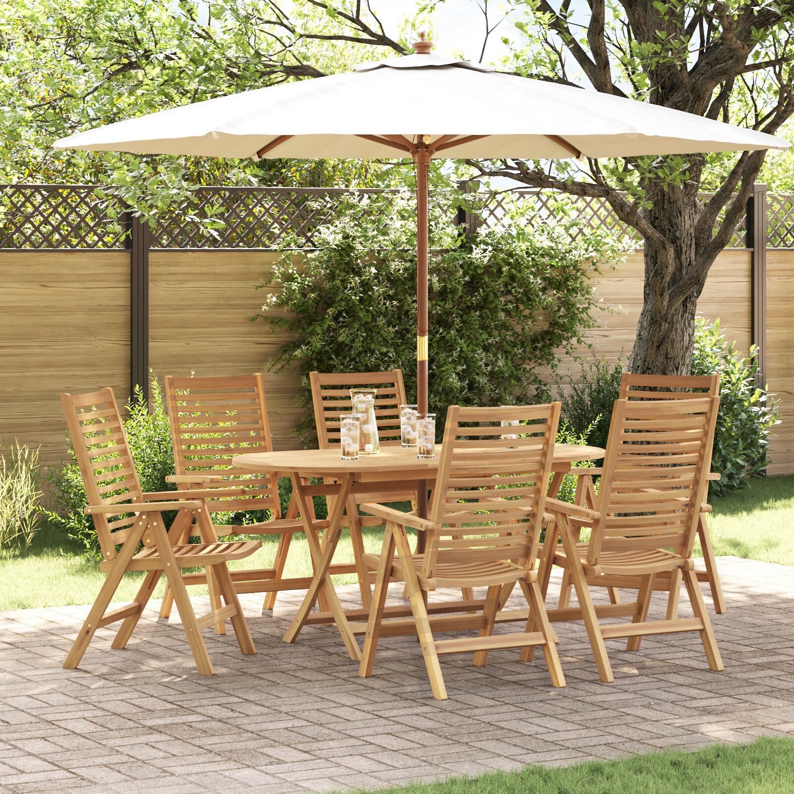 HKH 8 Pcs Conjunto Lounge de Jardim C/ Almofadões Pvc - Preto
