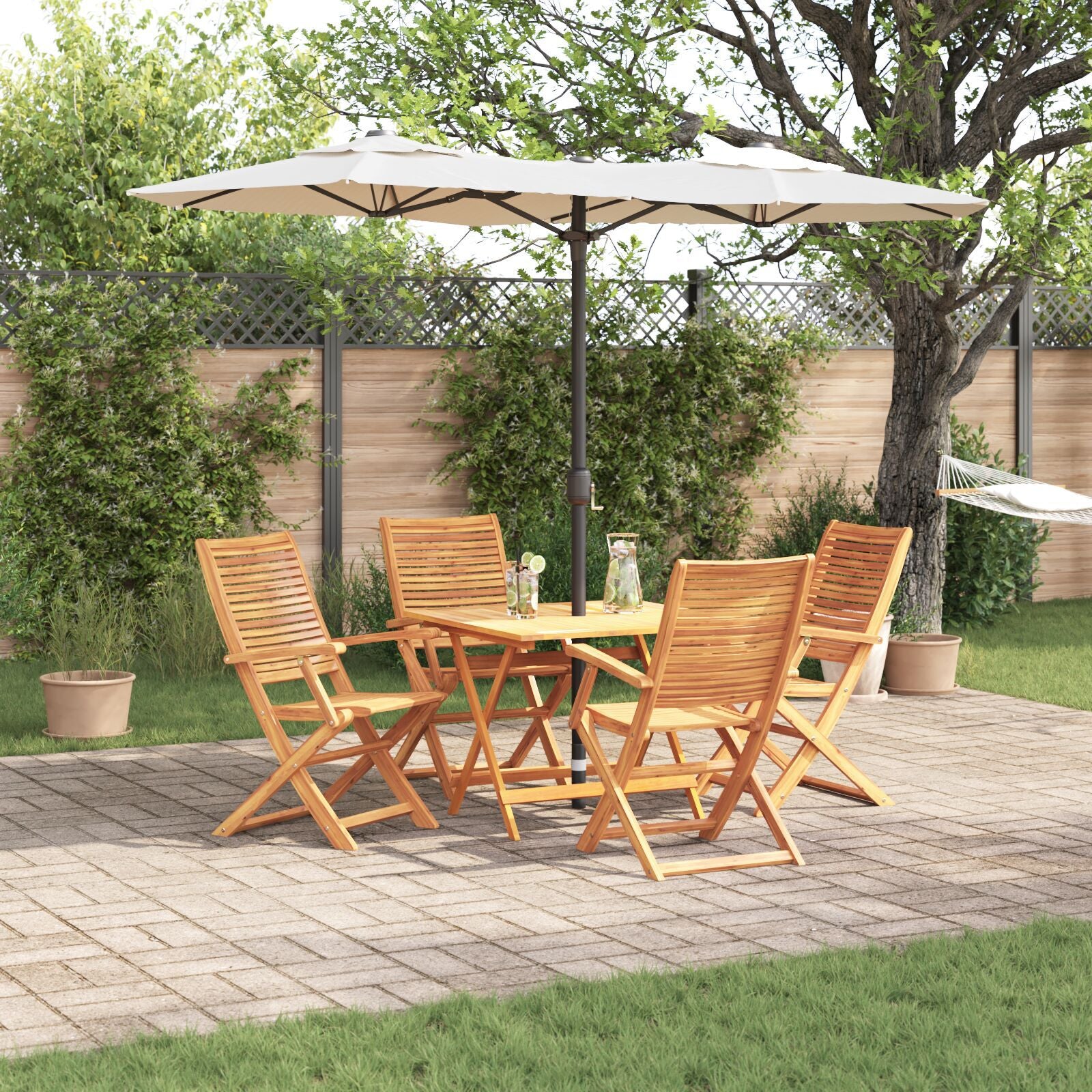 Conjunto de Jantar para o Jardim com 5 Peças - Madeira Sólida de Acácia - Castanho