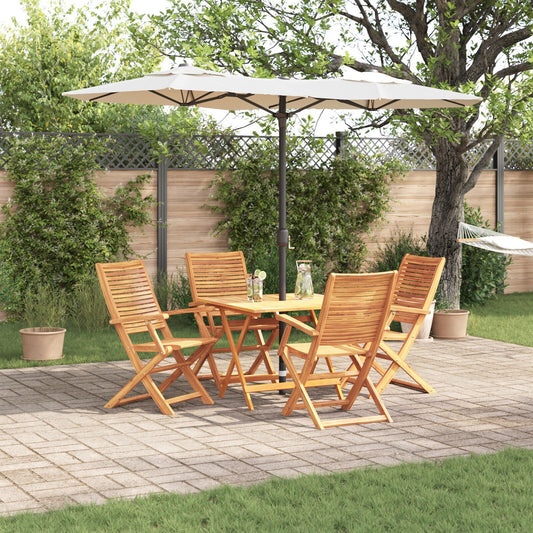 Conjunto de Jantar para o Jardim com 5 Peças - Madeira Sólida de Acácia - Castanho