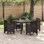 HKH Conjunto de Jantar de 5 Peças com Almofadas em Rattan Sintético - Castanho