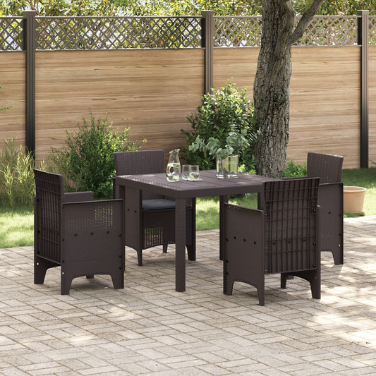 HKH Conjunto de Jantar Jardim 5 Peças com Almofadas Polipropileno - Castanho
