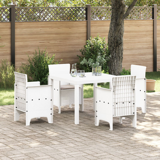 HKH Conjunto de Jantar de 5 Peças com Almofadas Vime Sintético - Branco