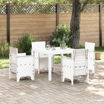 HKH Juego de Comedor de Jardín de 5 Piezas con Cojines Ratán Sintético - Blanco