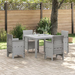 HKH Conjunto de Jantar de 5 Peças com Almofadas Cinza Claro Rattan Sintético - Cinzento
