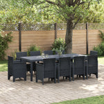 HKH Conjunto de Jantar de 11 Peças com Almofadas Antracite Poli Rattan - Preto