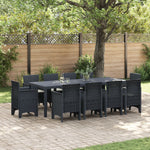 HKH Conjunto de Jantar de Jardim com 11 Peças e Almofadas Antracite Polirattan - Preto