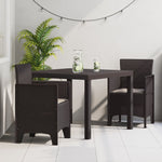 HKH Conjunto de Jantar de Jardim com 3 Peças e Almofadas Castanhas em Rattan Sintético - Castanho