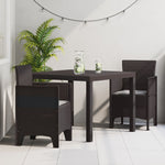 HKH Conjunto de Jantar para Jardim de 3 Peças com Almofadas em Rattan Sintético - Castanho