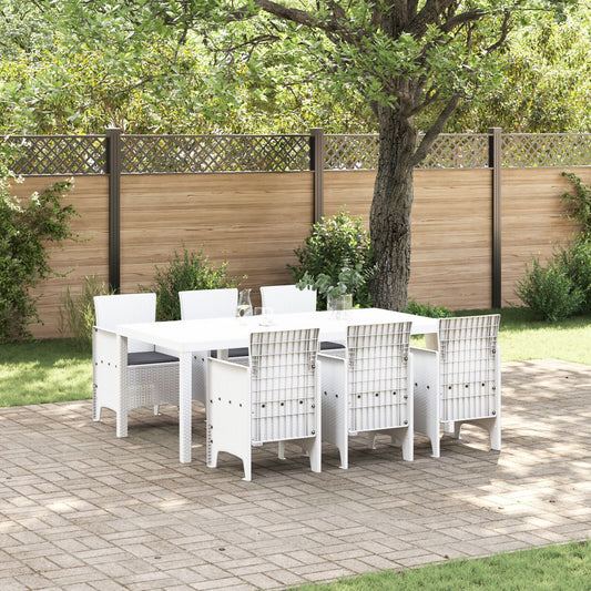 HKH Conjunto de Jantar de Jardim com Almofadas Poliratan - Branco