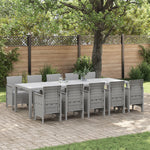 HKH Juego de Comedor de Jardín de 11 Piezas con Cojines de Ratán Sintético con Mesa 150x100x73 Cm + 2 Sillones con Cojines + 4 Sillas con Cojines - Gris Claro