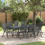 Conjunto de Móveis de Corredor HKH de 9 Peças em Aço Antracite, Mesa de Jardim Extensível HKH Antracite (140-210)x90x73 Cm em Aço - Preto