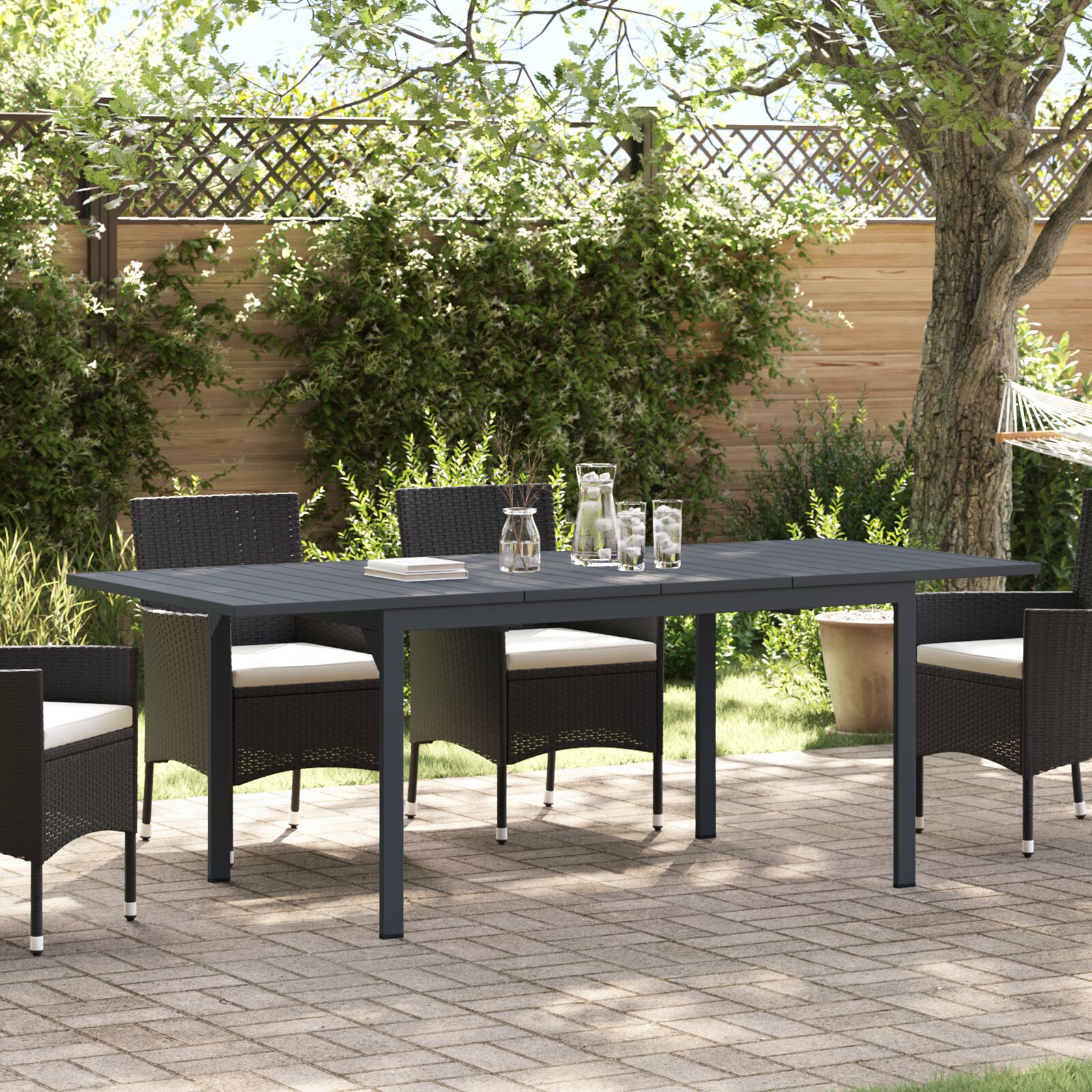 Mesas de Extensão HKH 2 Pcs Antracite 210x90x73 Cm Aço, Mesa de Jardim Extensível HKH Antracite (140-210)x90x73 Cm Aço - Cinzento