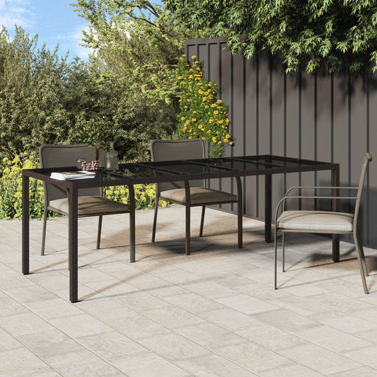 HKH Mesa de Jantar de Jardim Rattan Poliéster - Castanho