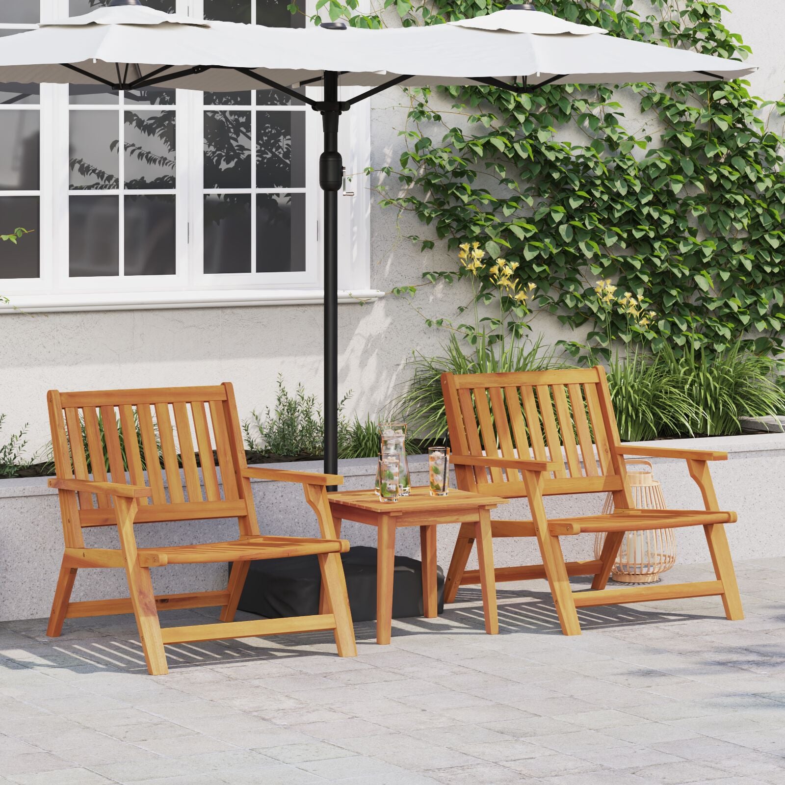 HKH Cadeiras de Jardim 2 Pcs 76x67x73.5 Cm Madeira Maciça de Acácia - Castanho