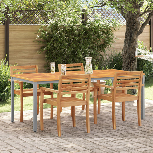 Mesa de jardín HKH de madera maciza de acacia y metal - Beige